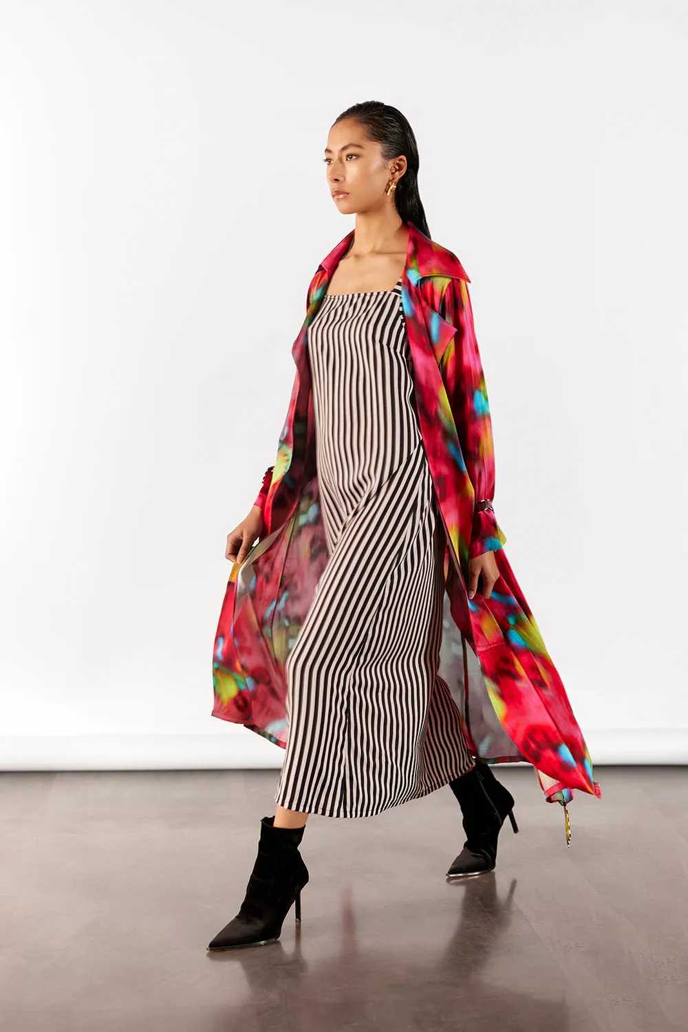 Poppy Trench Coat With Striped Slip Dress