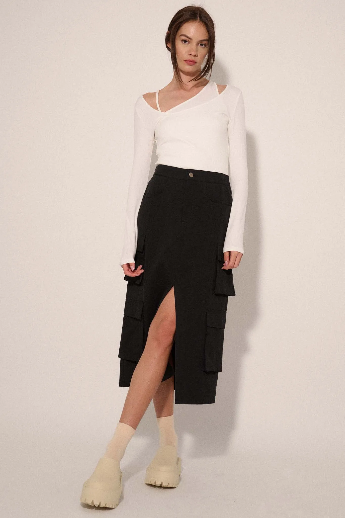 Practically Perfect Cargo Midi Pencil Skirt