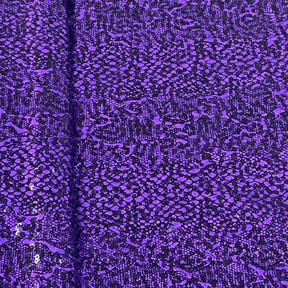 Purple Sequins Embroidery Knitted Lycra Fabric