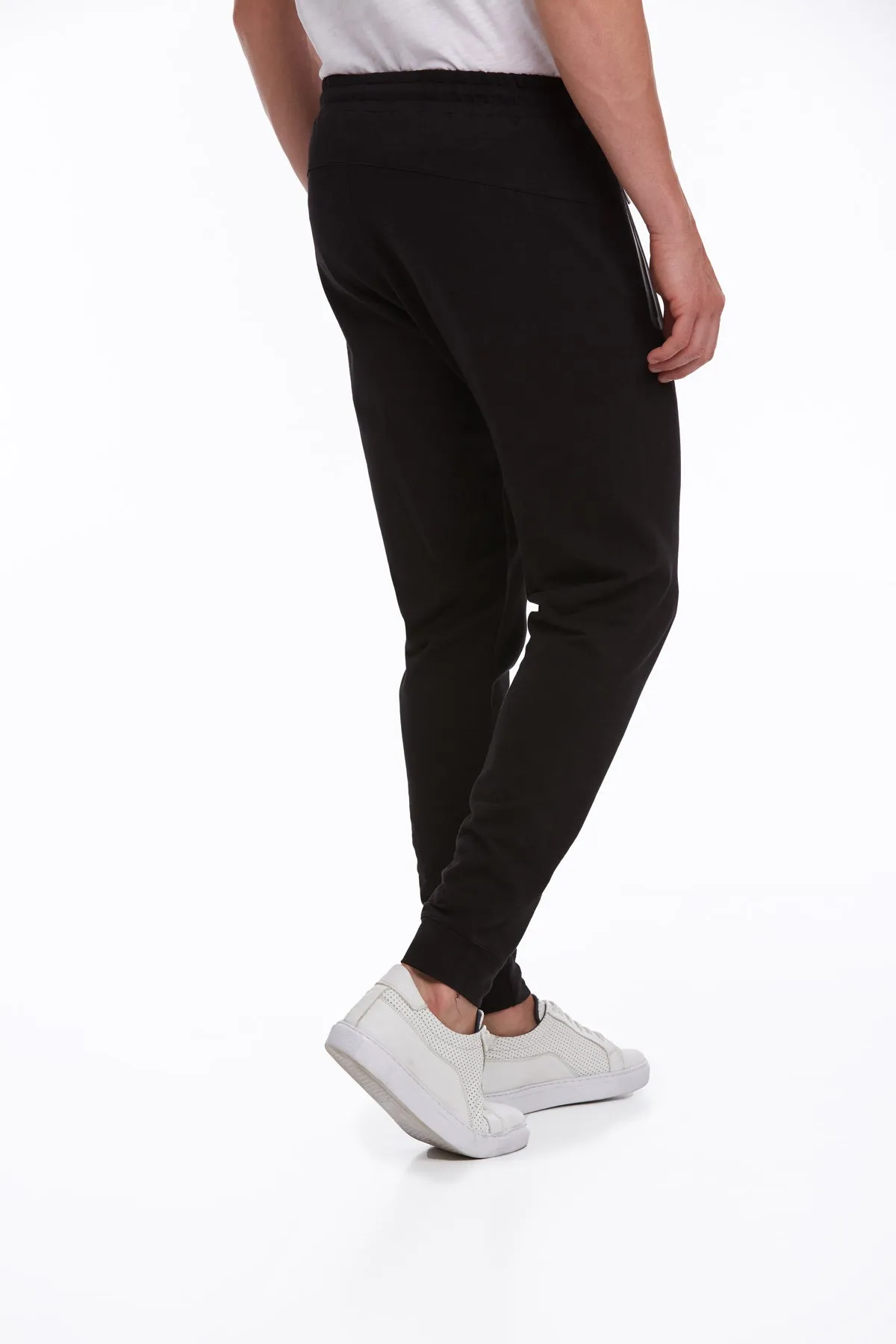 Regular Fit Cotton Blend Black Sweatpants, Black - Gray