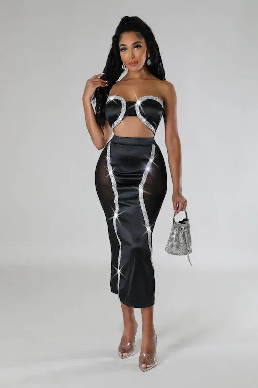 Rhinestone Tube Top & Skirt Set