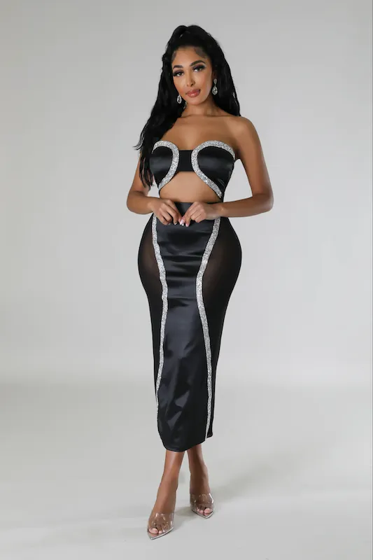 Rhinestone Tube Top & Skirt Set