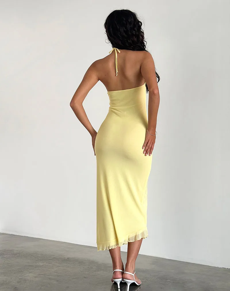 Ribka Midi Dress in Mesh Lemon