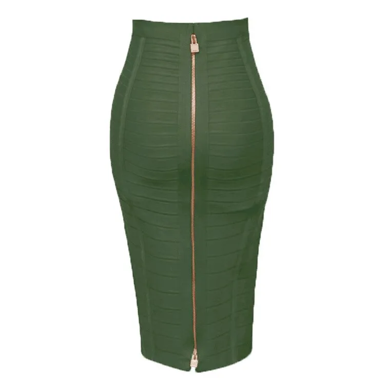 Sexy solid color zipper bandage dress| Elastic bodycon pencil skirt for summer