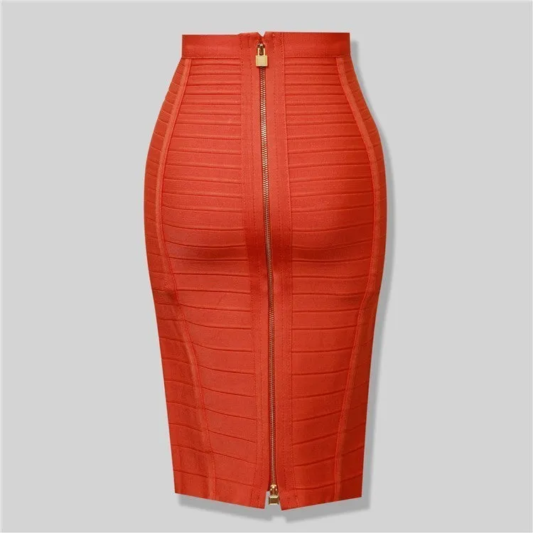 Sexy solid color zipper bandage dress| Elastic bodycon pencil skirt for summer