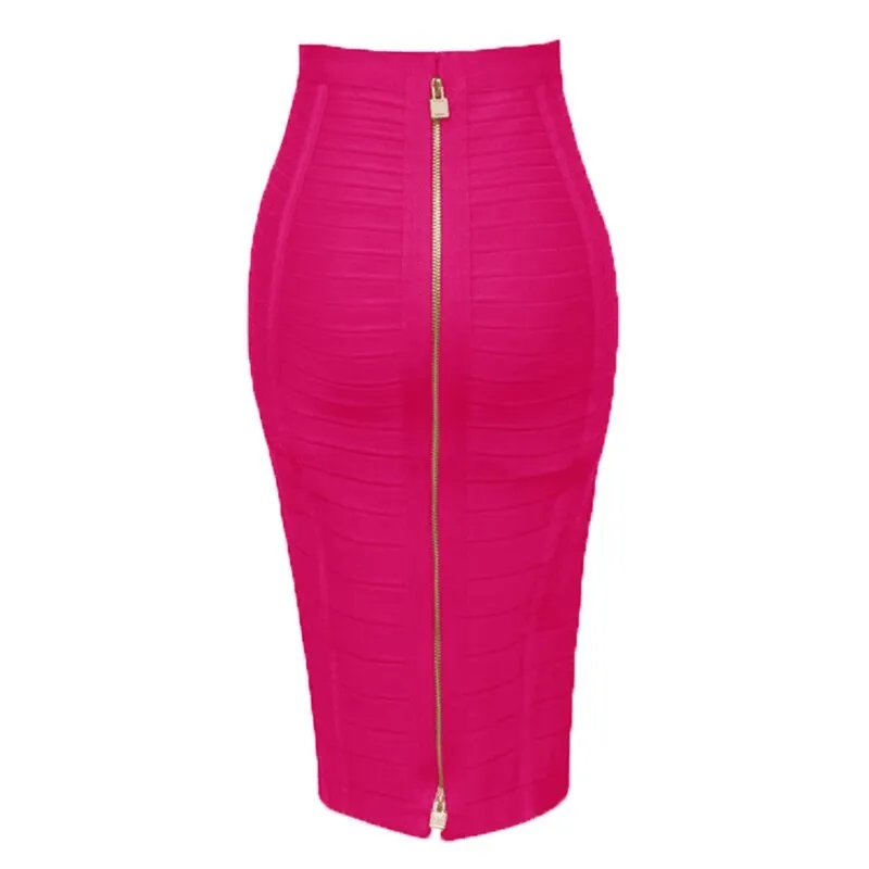 Sexy solid color zipper bandage dress| Elastic bodycon pencil skirt for summer