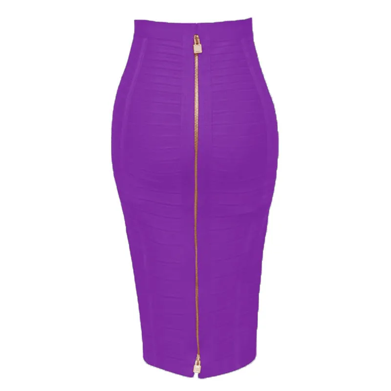 Sexy solid color zipper bandage dress| Elastic bodycon pencil skirt for summer