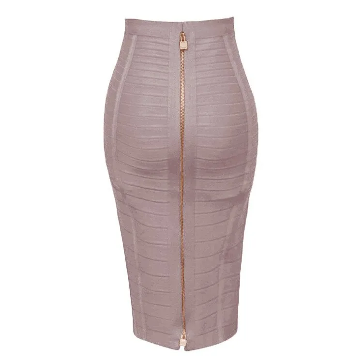 Sexy solid color zipper bandage dress| Elastic bodycon pencil skirt for summer