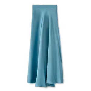 Signature Summer Silk Circle Midi Skirt IN: Blue