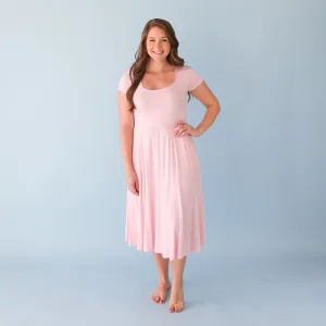 Springtime Pastel Pink Women's Scoop Midi Dress