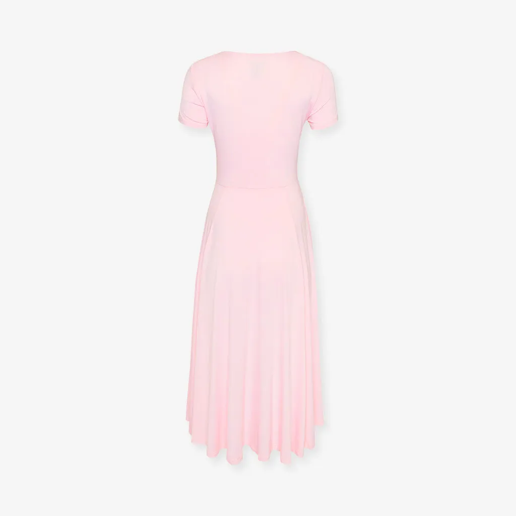 Springtime Pastel Pink Women's Scoop Midi Dress