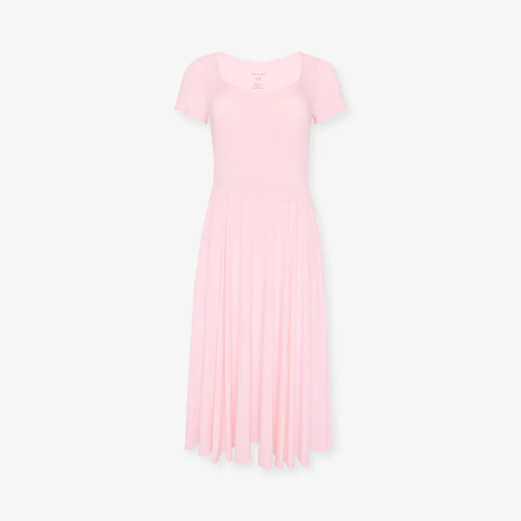 Springtime Pastel Pink Women's Scoop Midi Dress