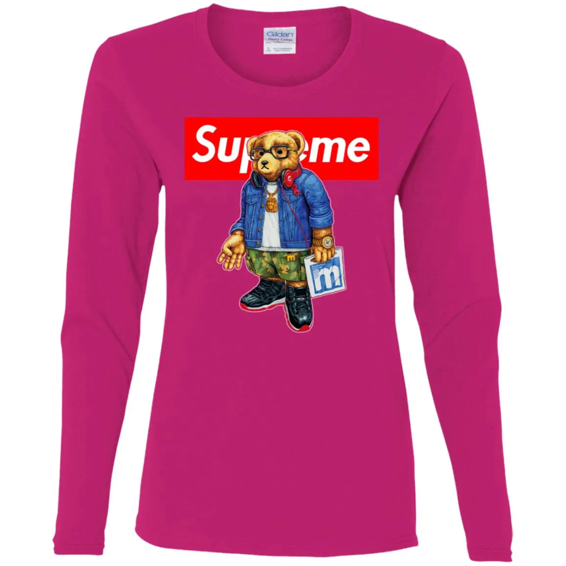 Supreme Bear Style Music T-shirt Women Long Sleeve Shirt