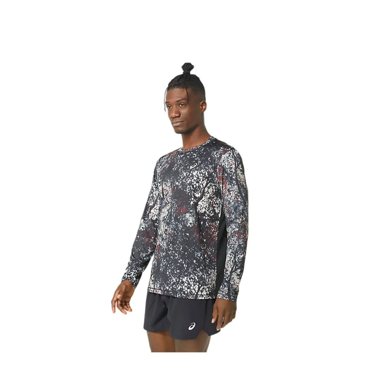 T-Shirt Long Sleeve ASICS AOP LS Top Black White