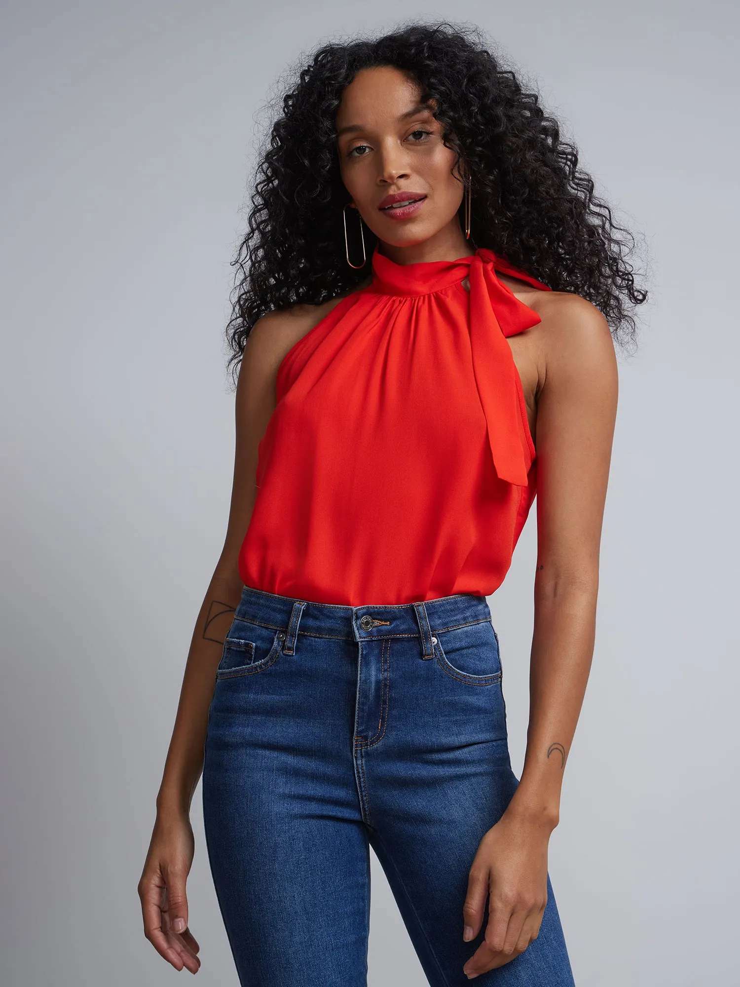 Tall Bow-Neck Halterneck Blouse