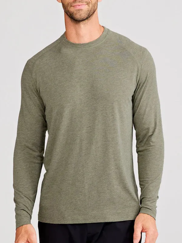 tasc Performance Men's Carrollton Long Sleeve Fitness T-Shirt in Cactus Heather