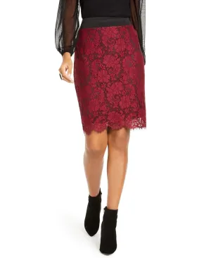 Thalia Sodi Women's Lace Pencil Skirt Red Size X-Small