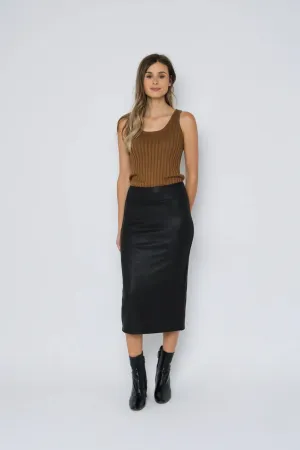 The Erin Faux Leather Midi Skirt