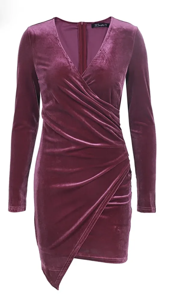 The Jaclyn Velvet Bodycon Mini Dress Plum