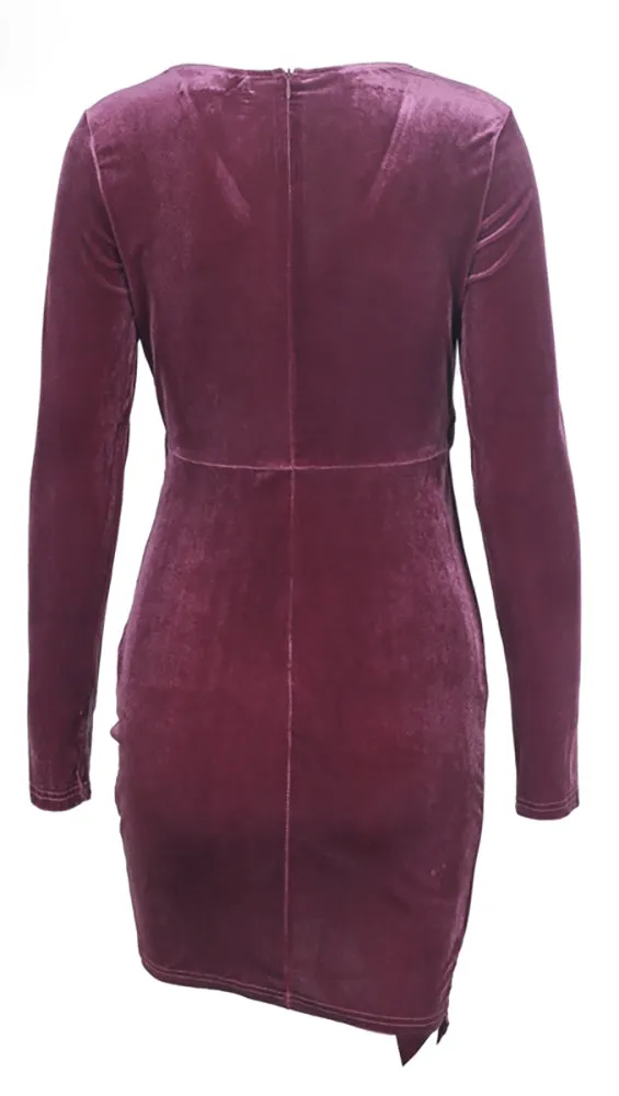 The Jaclyn Velvet Bodycon Mini Dress Plum