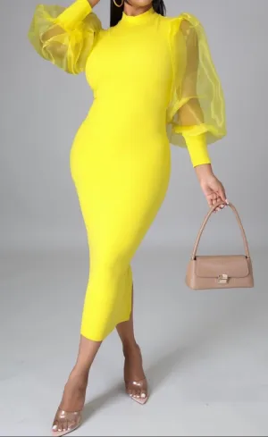 “Traci” Bodycon Dress-Yellow