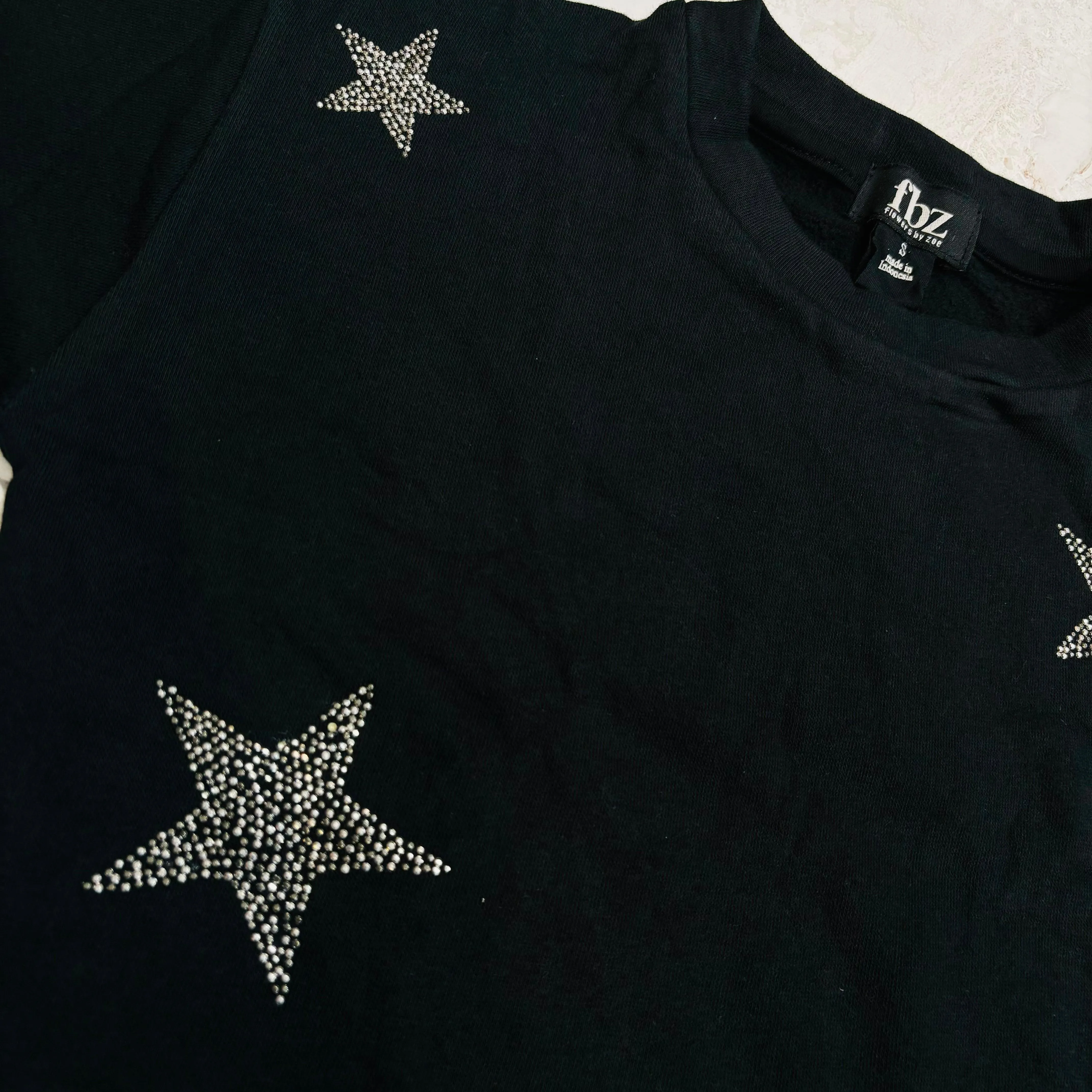 Tween Sweater | Star Studded Black Sweatshirt | Flowers by Zoe