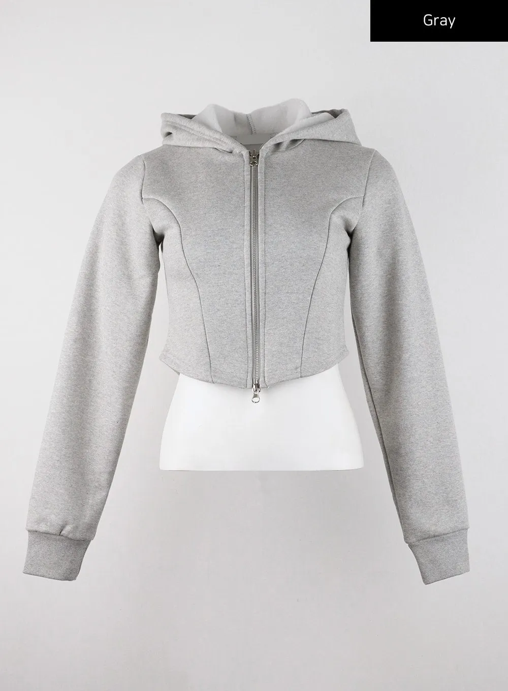 Two-Way Zip-Up Crop Hoodie CD322