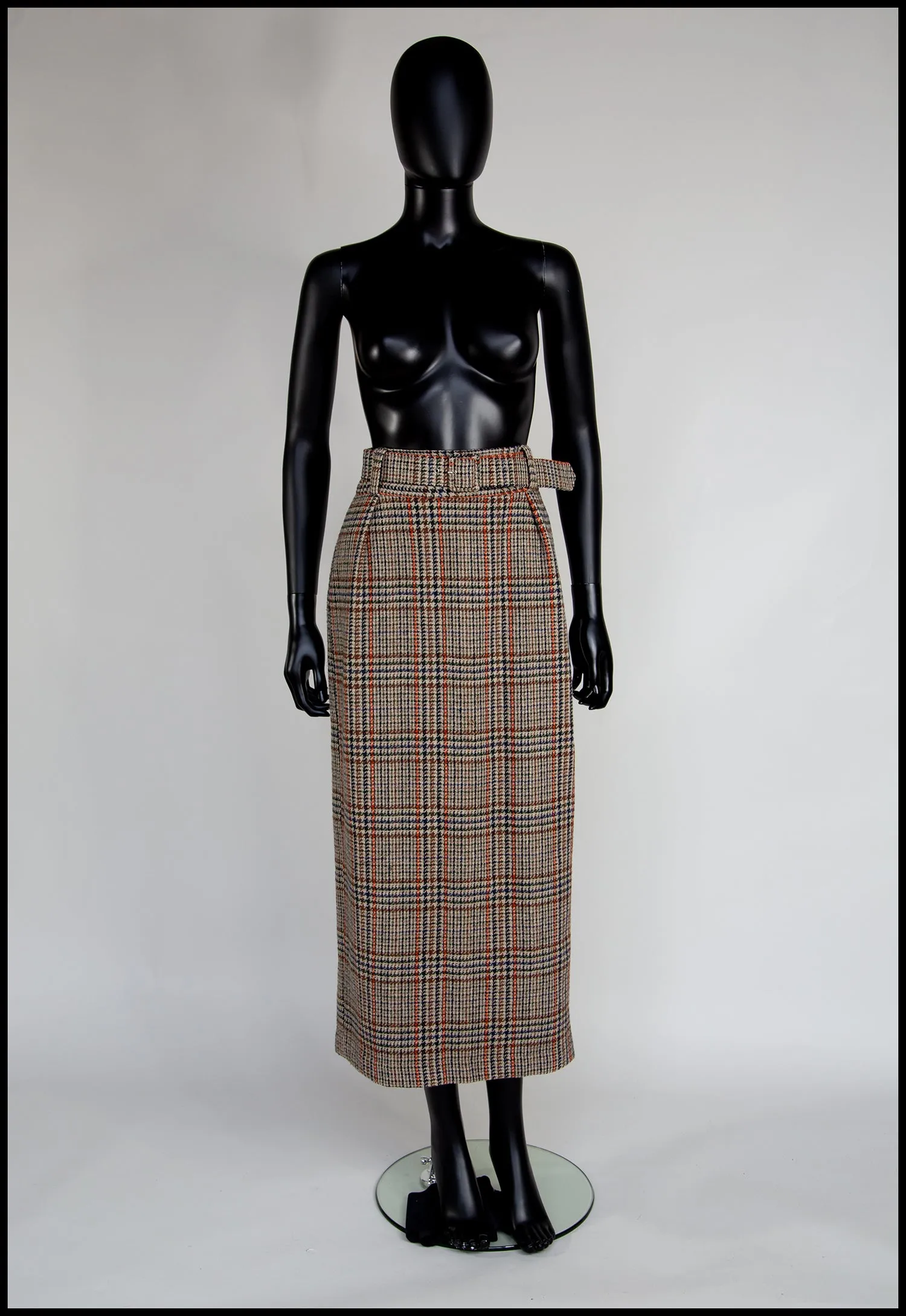 Vintage 1940s Style Tweed Long Midi Pencil Skirt