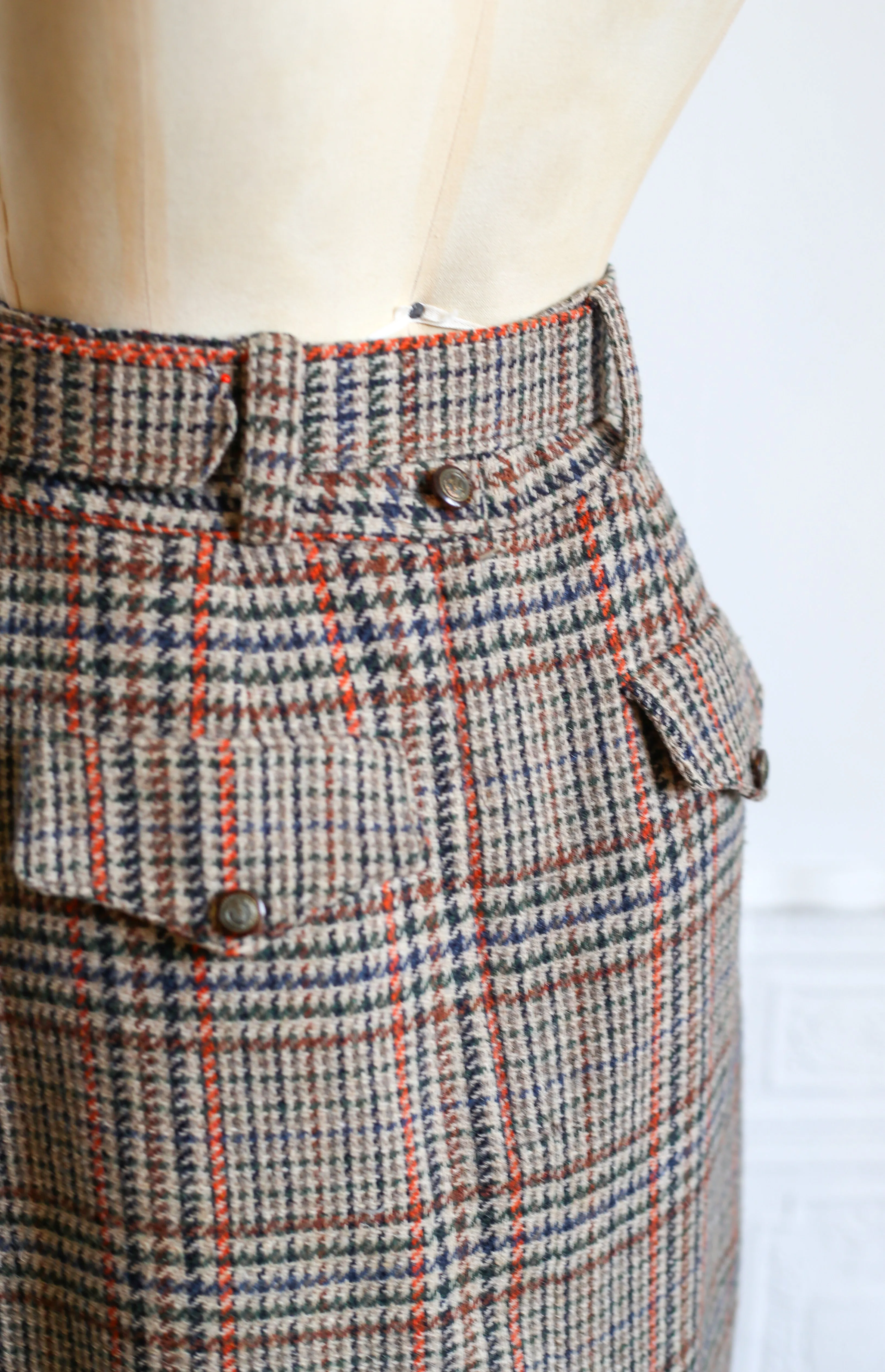 Vintage 1940s Style Tweed Long Midi Pencil Skirt