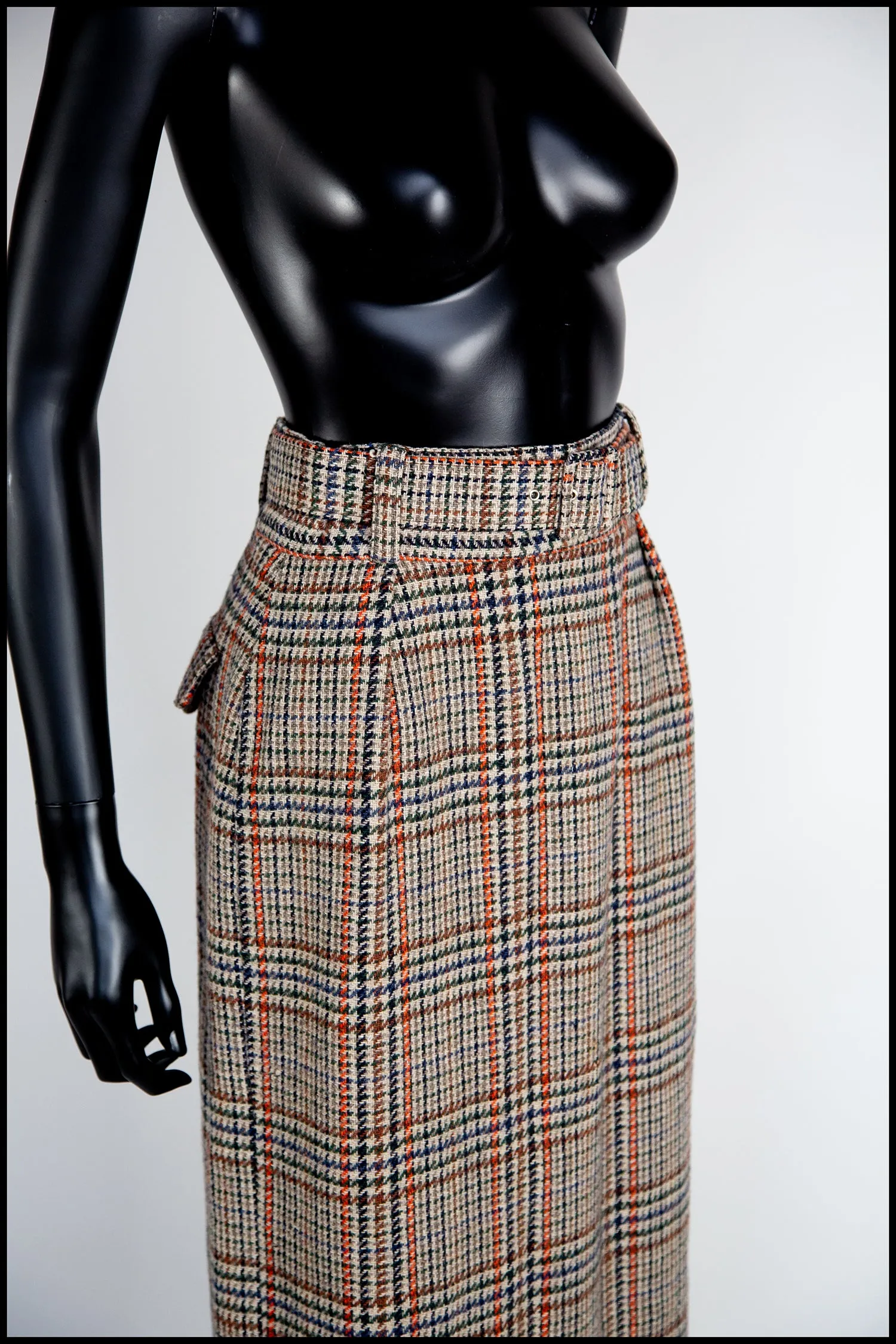 Vintage 1940s Style Tweed Long Midi Pencil Skirt