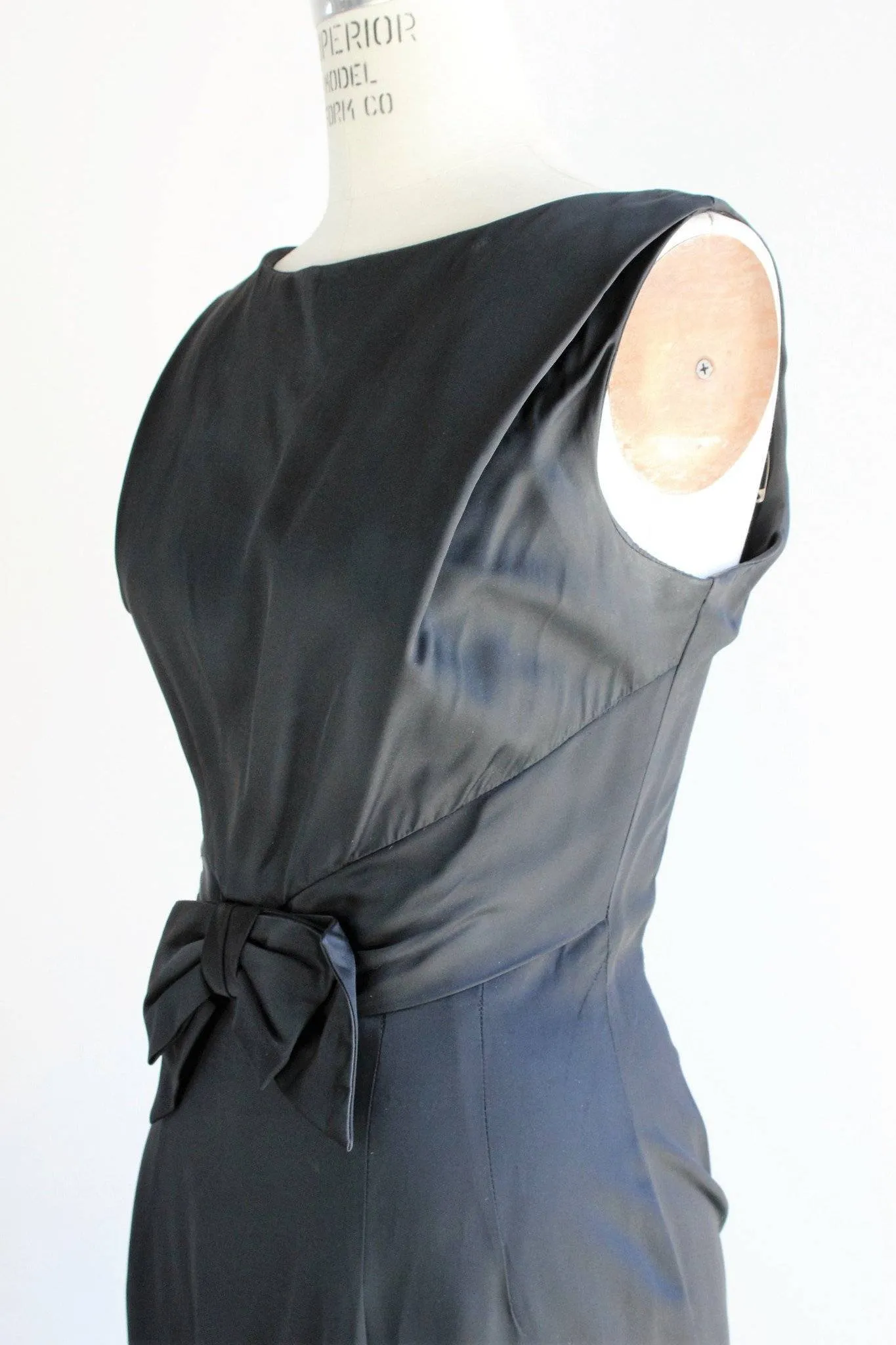 Vintage 1950s Black Faille Molly Modes Little Black Dress