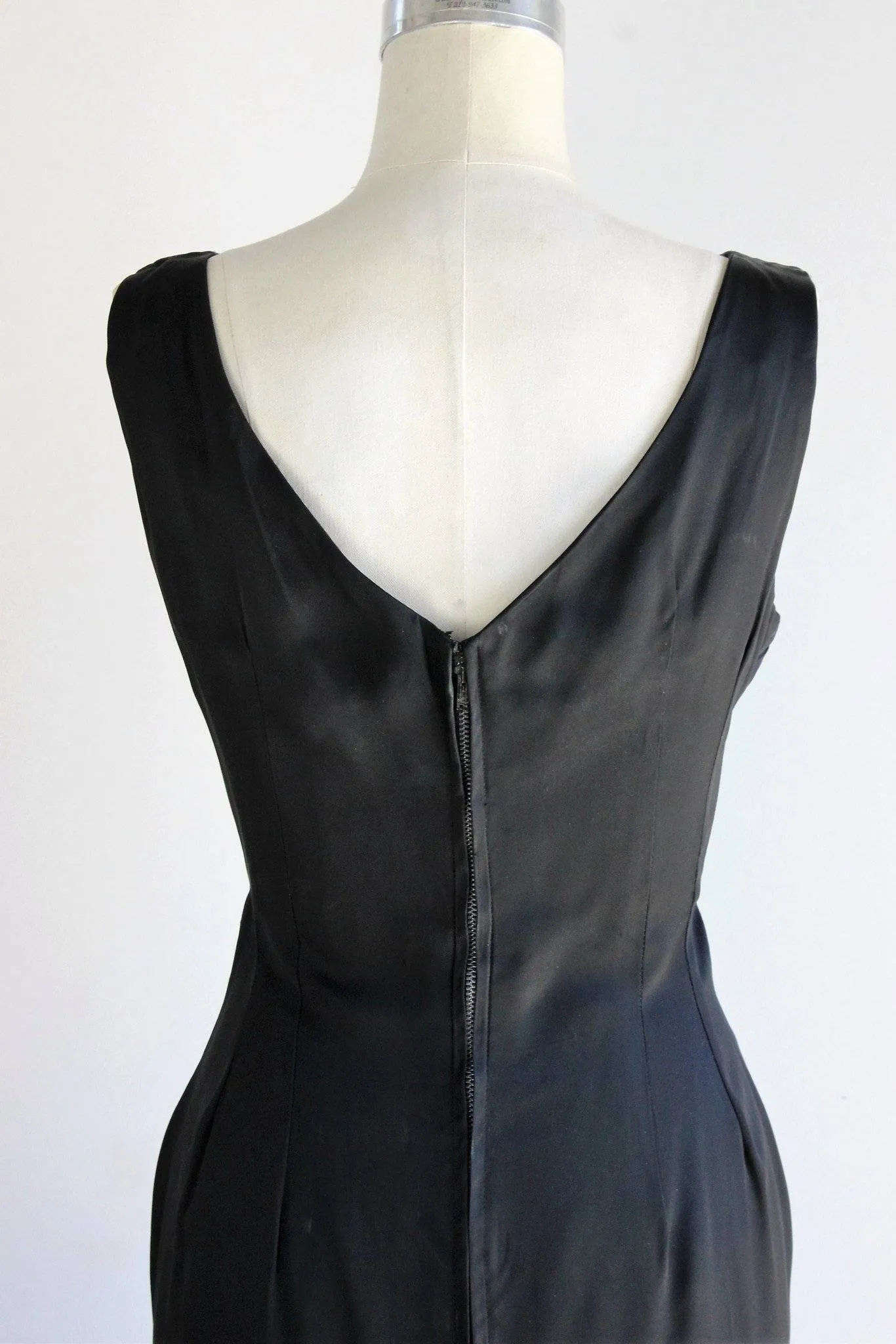 Vintage 1950s Black Faille Molly Modes Little Black Dress