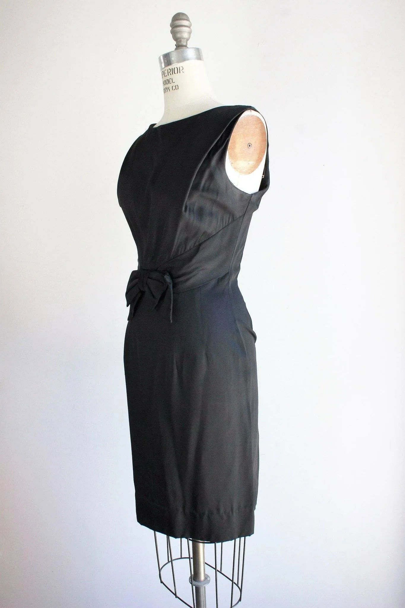 Vintage 1950s Black Faille Molly Modes Little Black Dress