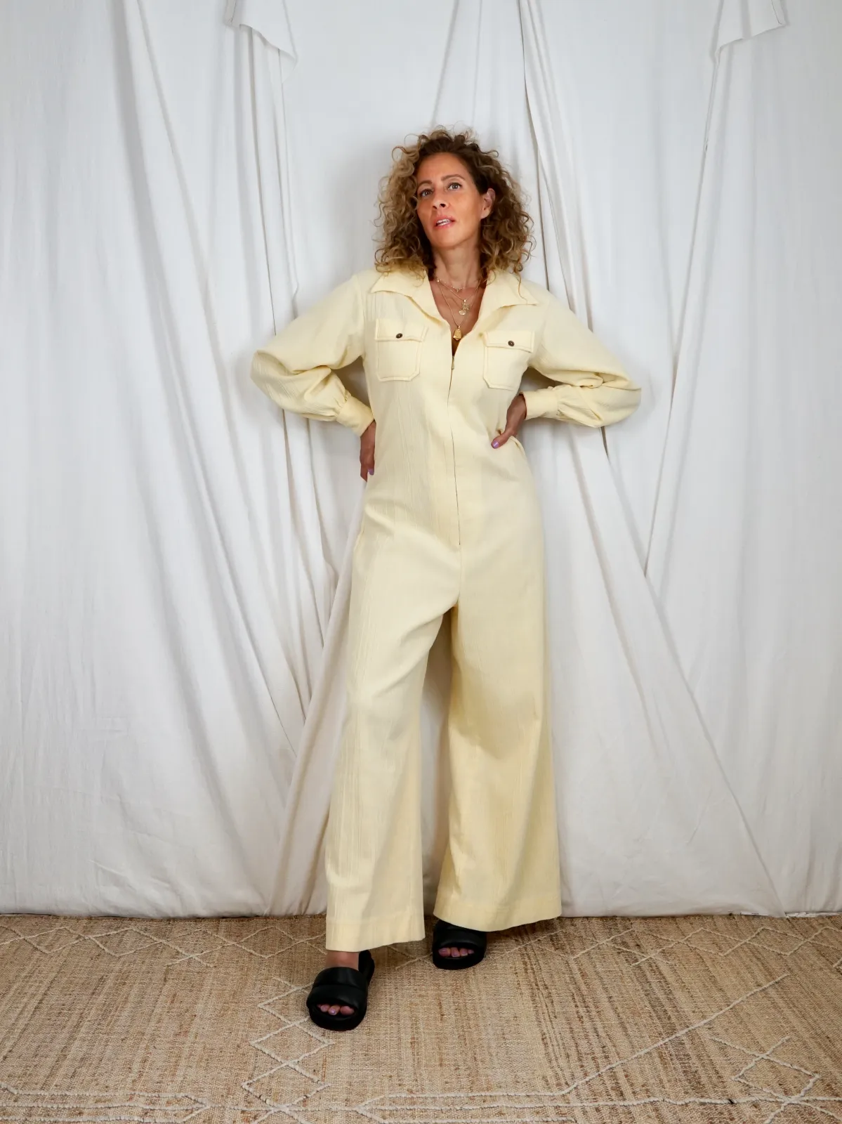 Vintage 70's Buttermilk Cotton Jumpsuit