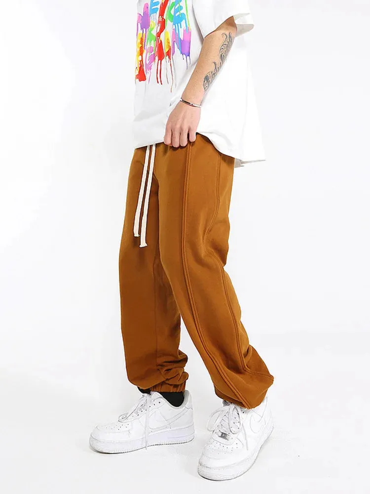 Wiaofellas  -  High Men's Street Casual Sweatpants New Trendy Sports Casual Long Pants Drawstirng Elastic Waist Long Pants 2A1082