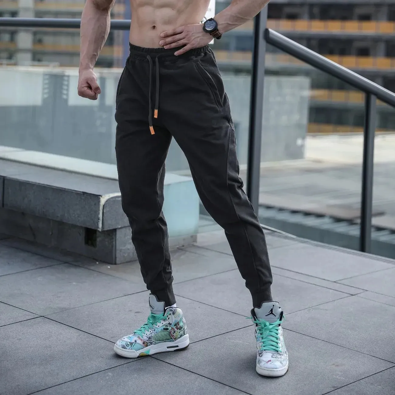 Wiaofellas  -  High Quality Sports Pants for Men's American Trendy Autumn New Loose Training Casual Sweatpants Fitness Running Zipper Pockets