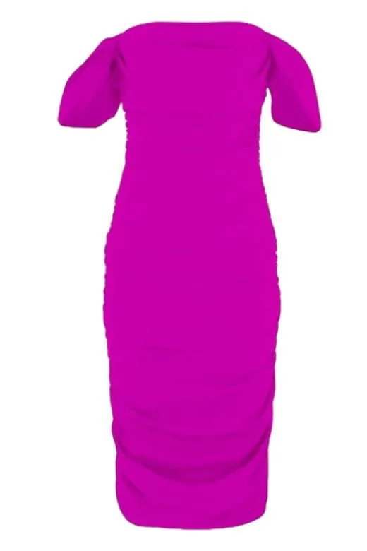 Zia Bodycon Wrap Midi Dress - Magenta Pink